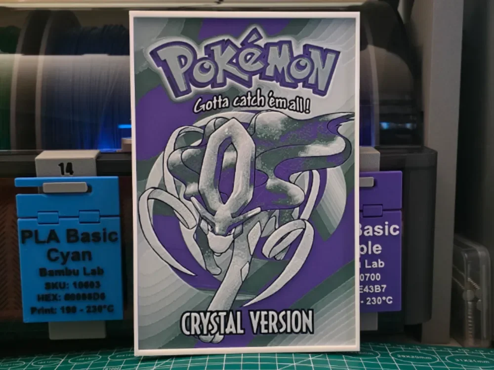 Pokémon Crystal Version Poster - Hueforge Art by Lumpy3D HueForge model: Pokémon Crystal Version Poster - Hueforge Art by Lumpy3D