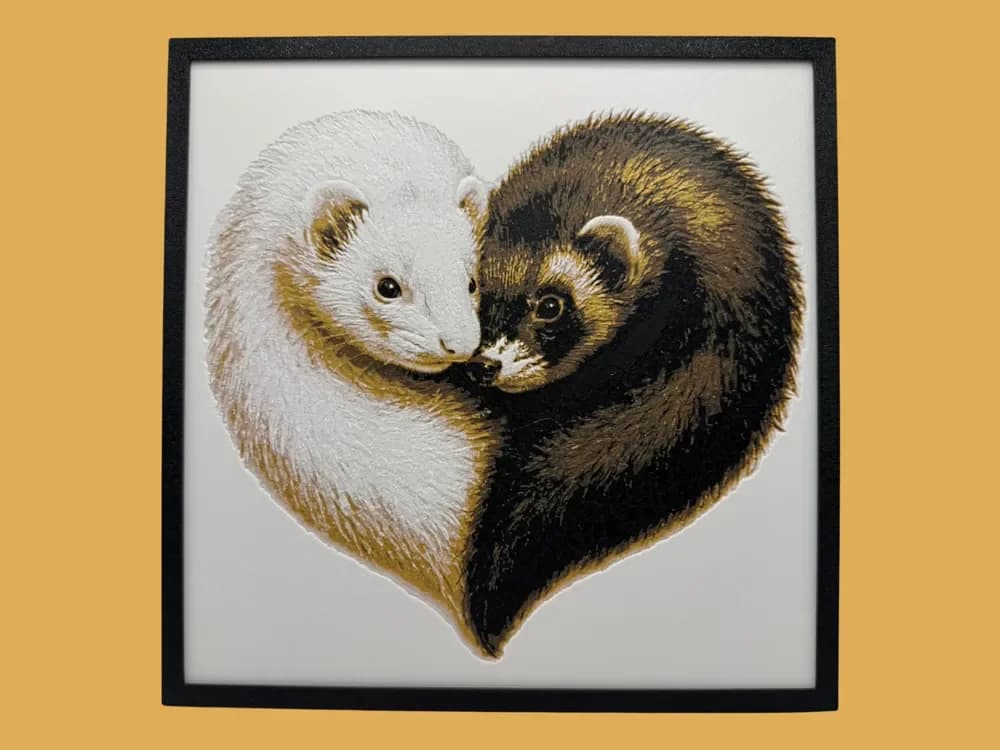Ferrets - Heart by Canadian Gamer HueForge model: Ferrets - Heart by Canadian Gamer