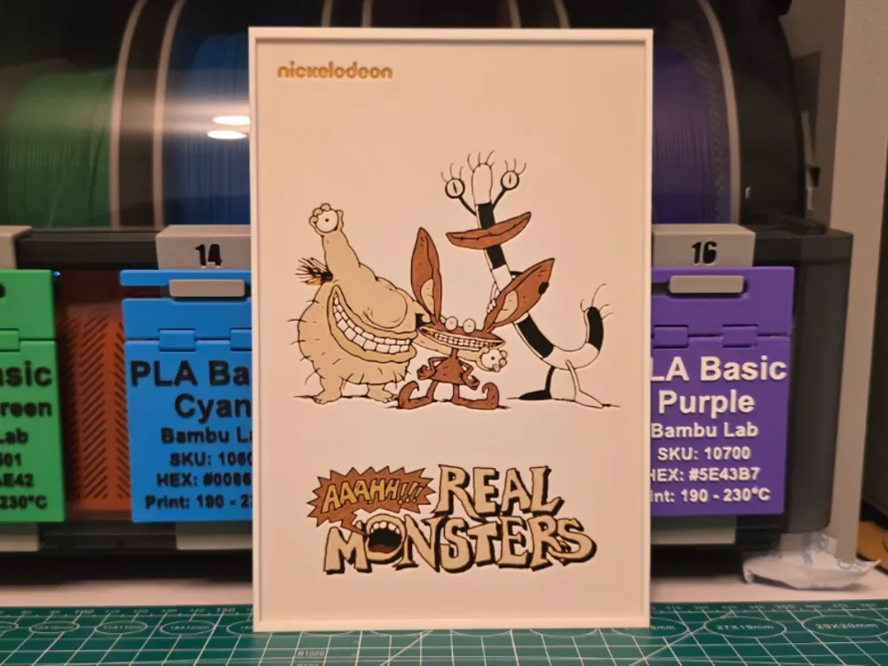 Aaahh!!! Real Monsters Poster - Hueforge Art by Lumpy3D HueForge model: Aaahh!!! Real Monsters Poster - Hueforge Art by Lumpy3D