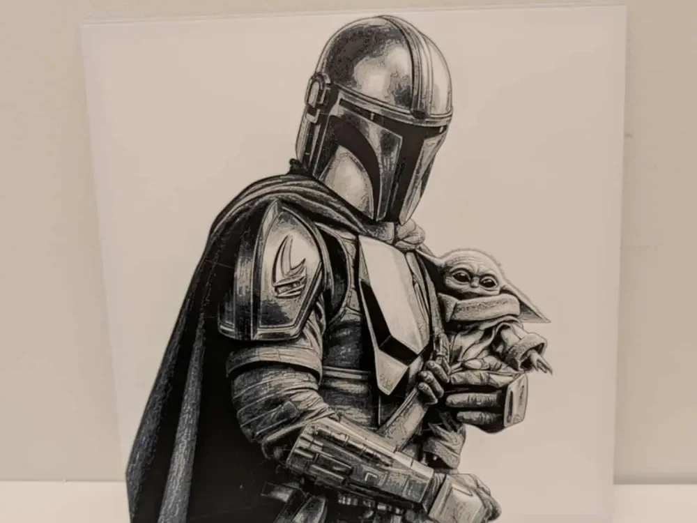 mandalorian and baby yoda hueforge by 3dGlow HueForge model: mandalorian and baby yoda hueforge by 3dGlow
