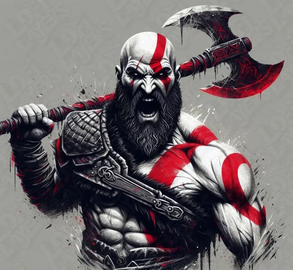 Kratos (God of War) by LoFi Layers HueForge model: Kratos (God of War) by LoFi Layers
