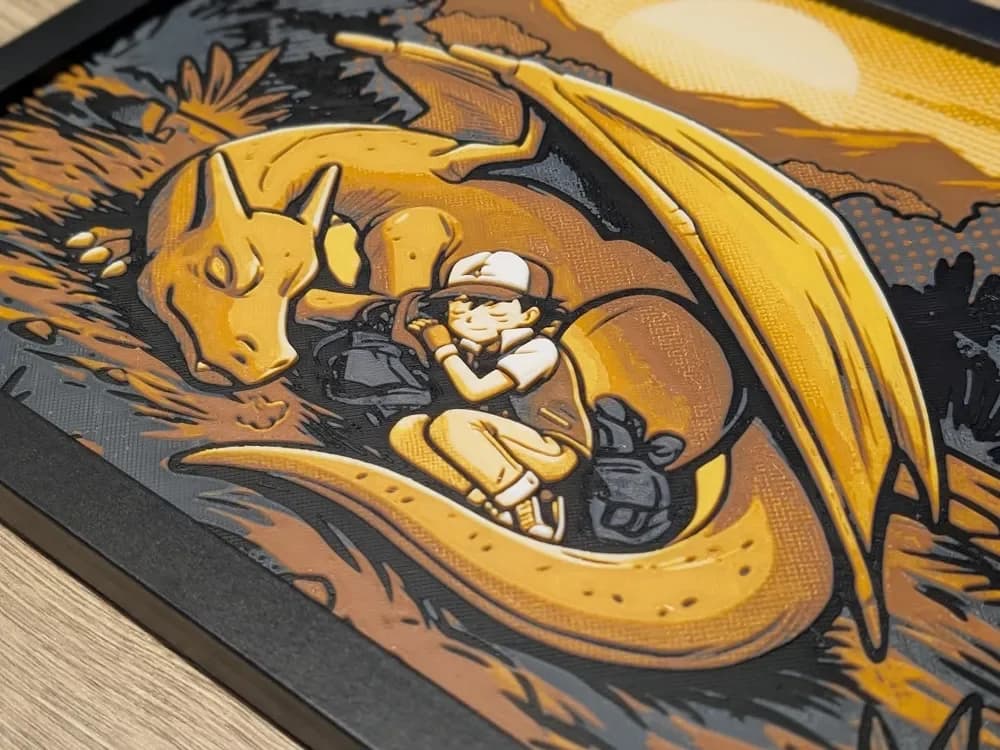 Charizard & Ash Hueforge 10x8 Large by Nextopia HueForge model: Charizard & Ash Hueforge 10x8 Large by Nextopia