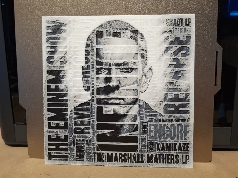 Eminem double exposure album covers - hueforge by 3dGlow HueForge model: Eminem double exposure album covers - hueforge by 3dGlow
