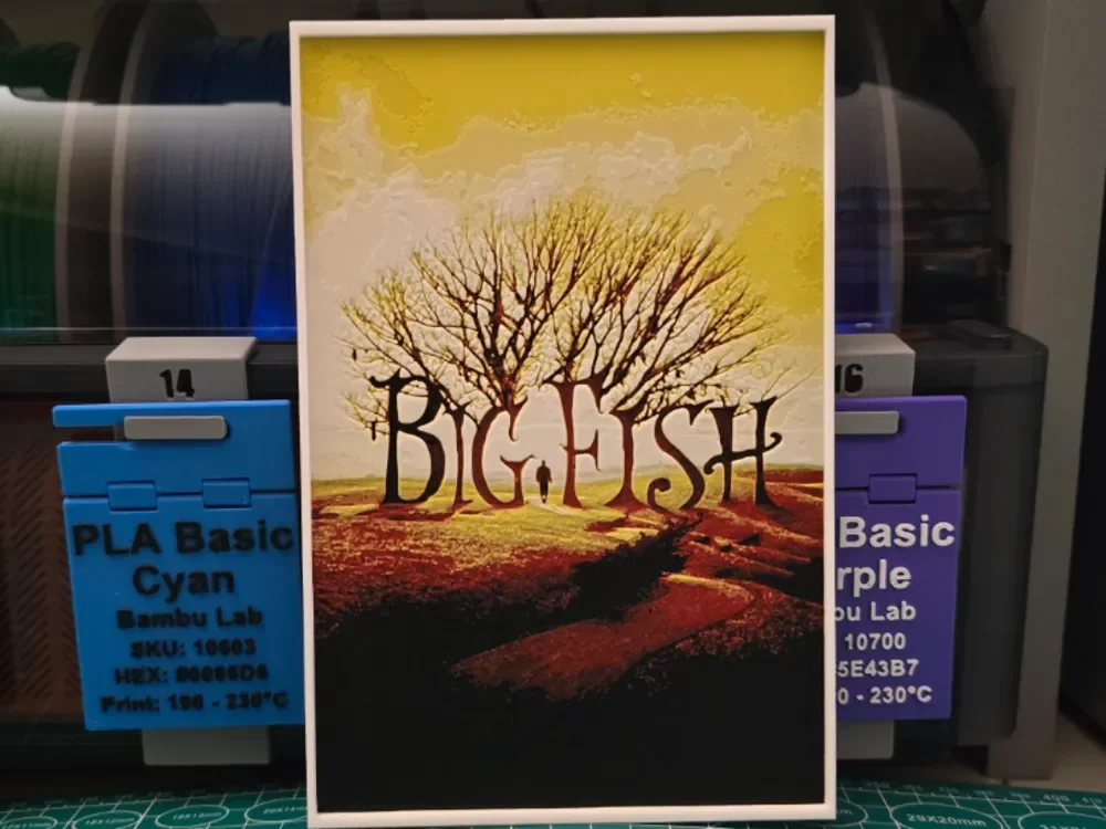 Big Fish Movie Poster - Hueforge Art by Lumpy3D HueForge model: Big Fish Movie Poster - Hueforge Art by Lumpy3D