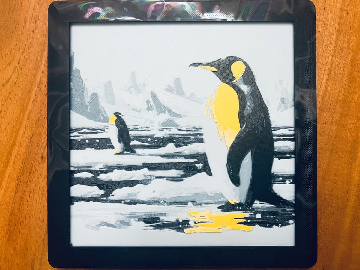 Penguins On The Ice by JustBe 3D Printing HueForge model: Penguins On The Ice by JustBe 3D Printing