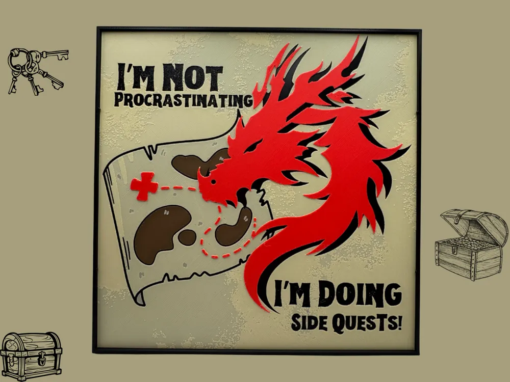 HueForge model: I'm not Procrastinating I'm doing Side Quests Sign by Canadian Gamer