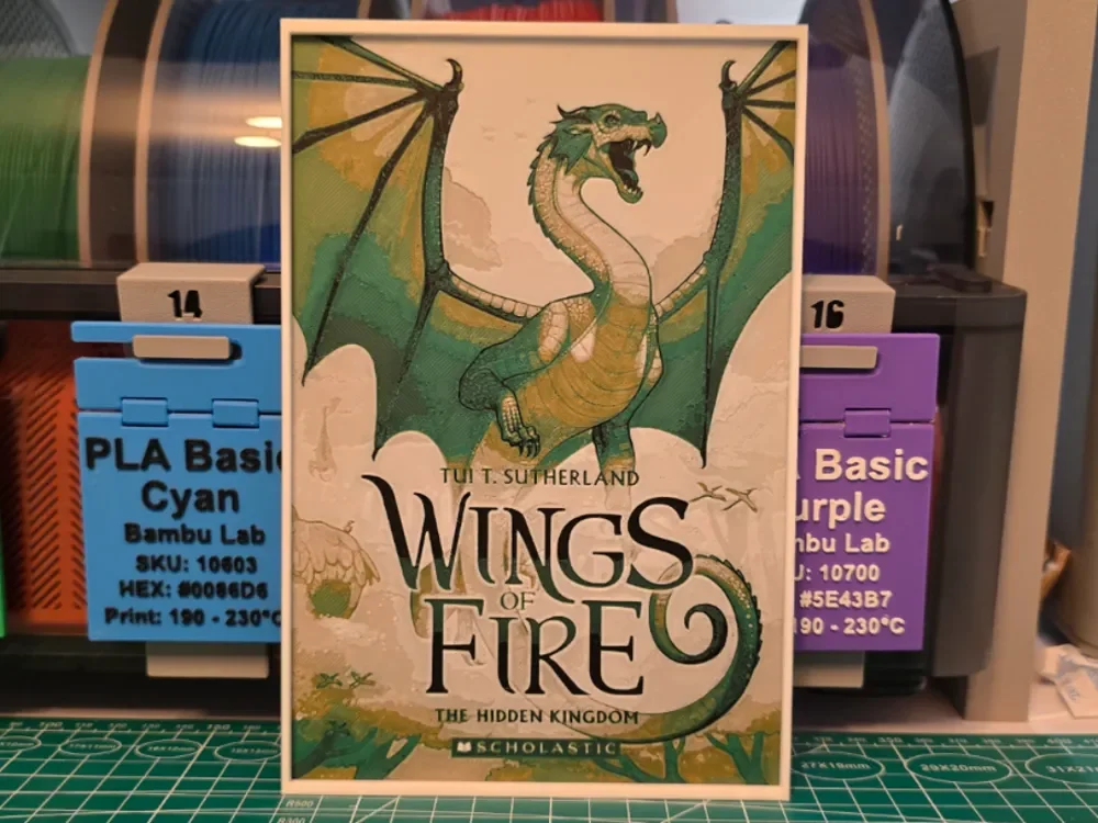 Wings of Fire: The Hidden Kingdom Book Poster by Lumpy3D HueForge model: Wings of Fire: The Hidden Kingdom Book Poster by Lumpy3D