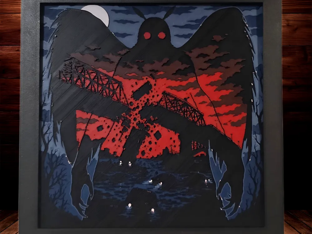 Mothman - Cryptids Series by Side Quest Hues HueForge model: Mothman - Cryptids Series by Side Quest Hues
