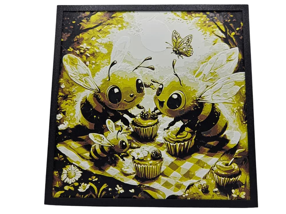 HueForge model: Bee Family Picnic by BusyKikiBee