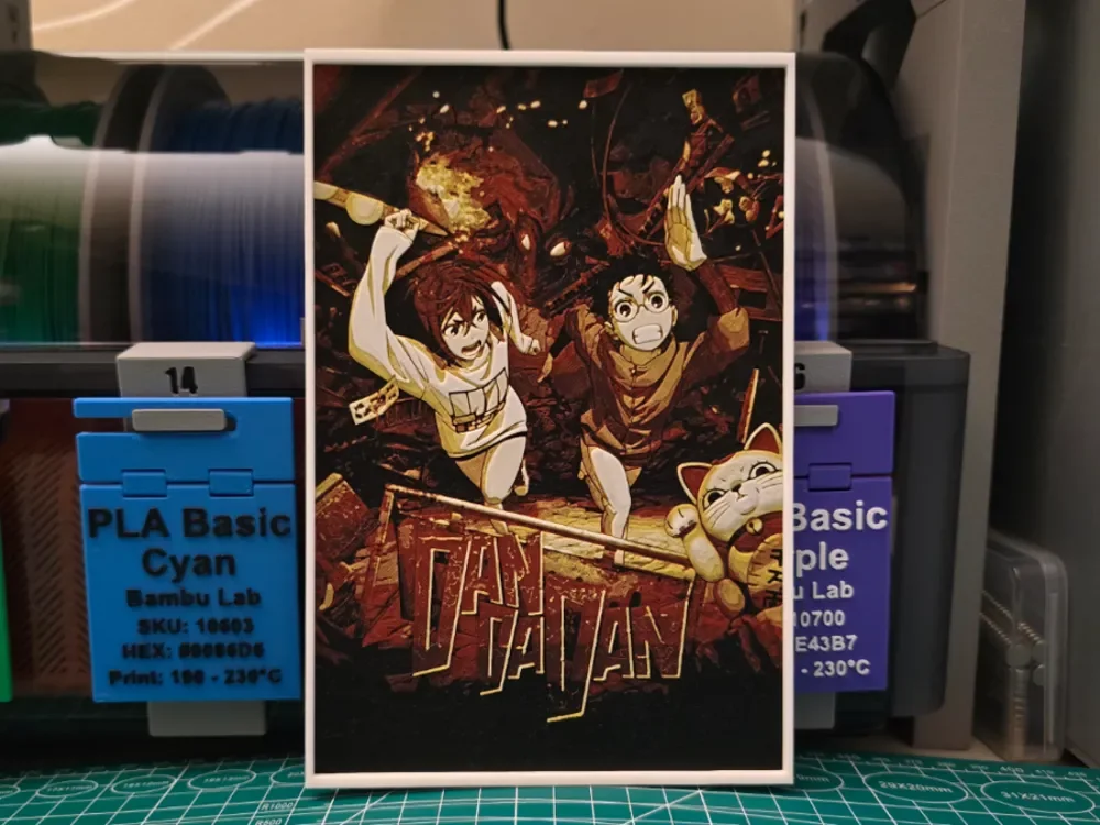 Dan Da Dan Anime Poster - Hueforge Art by Lumpy3D HueForge model: Dan Da Dan Anime Poster - Hueforge Art by Lumpy3D