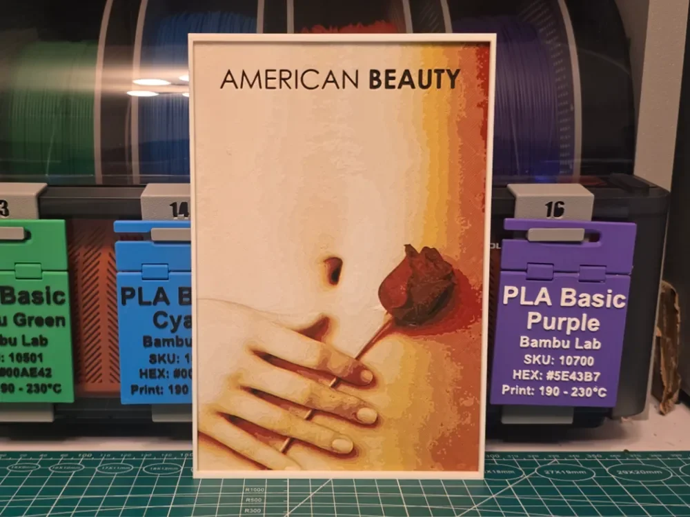 American Beauty Movie Poster - Hueforge Art by Lumpy3D HueForge model: American Beauty Movie Poster - Hueforge Art by Lumpy3D