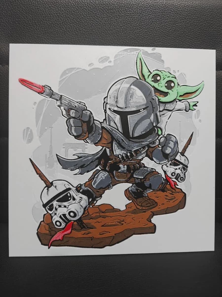 The Mandalorian and Grogu by TheHueforgeLady HueForge model: The Mandalorian and Grogu by TheHueforgeLady