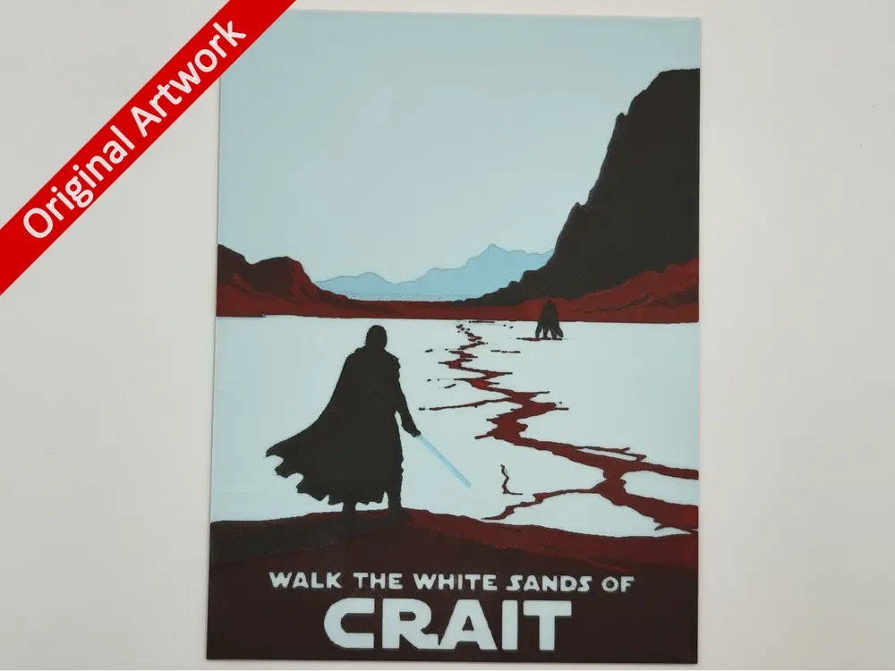 Crait travel poster - hueforge by Altf4-Formation HueForge model: Crait travel poster - hueforge by Altf4-Formation