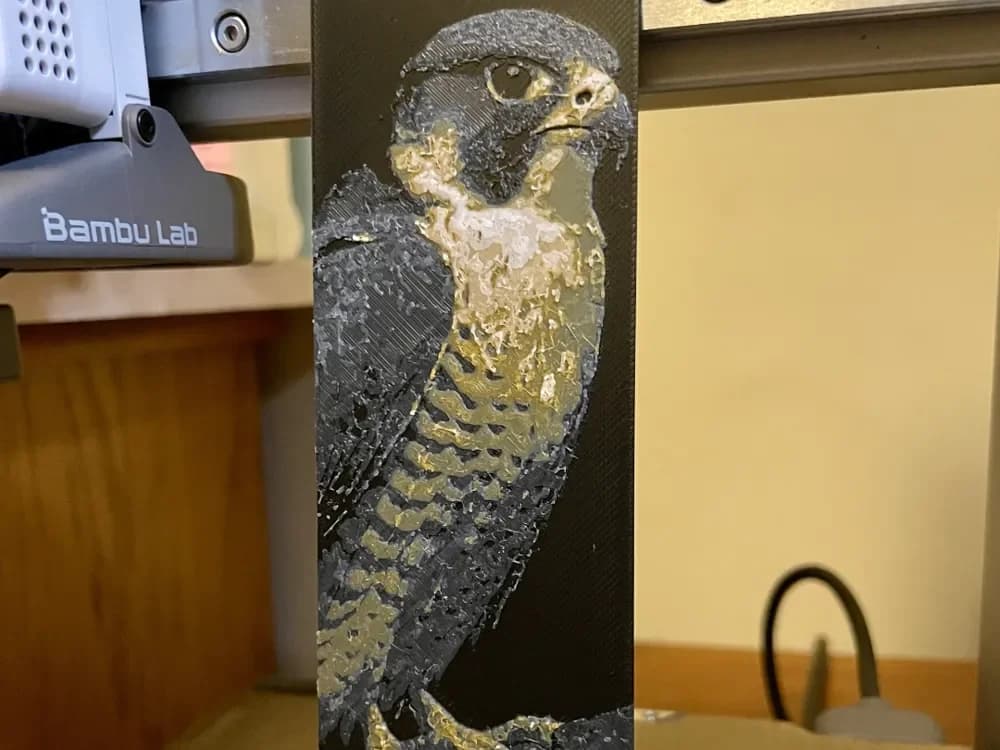 Peregrine Falcon Bookmark by 3D_Forged HueForge model: Peregrine Falcon Bookmark by 3D_Forged