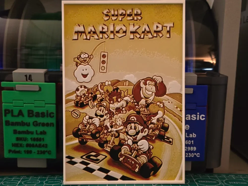 Super Mario Kart Poster – Hueforge Art by Lumpy3D HueForge model: Super Mario Kart Poster – Hueforge Art by Lumpy3D
