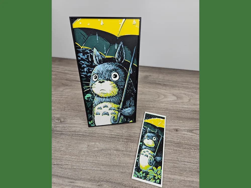 Totoro Umbrella (bookmark and panel) by BusyKikiBee HueForge model: Totoro Umbrella (bookmark and panel) by BusyKikiBee