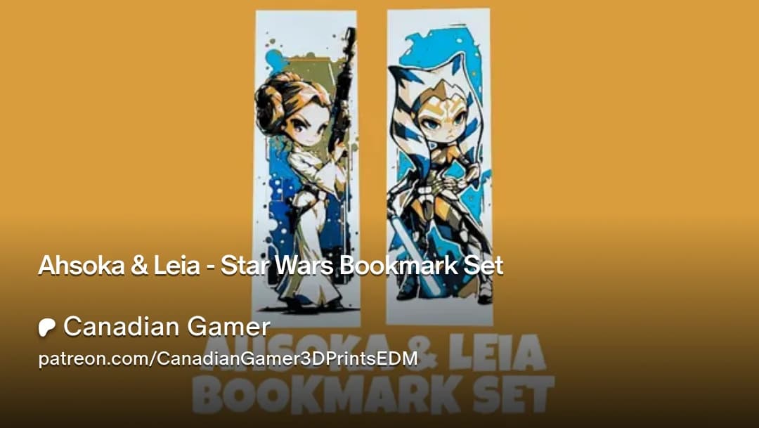 HueForge model: Ahsoka & Leia - Star Wars Bookmark Set by Canadian Gamer
