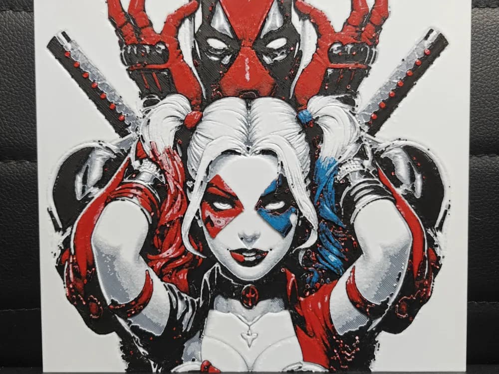 HueForge model: Harley Quinn & Deadpool by TheHueforgeLady