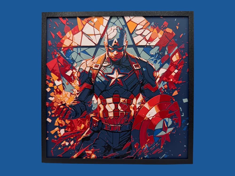 Captain America - Stained Glass Style by Canadian Gamer HueForge model: Captain America - Stained Glass Style by Canadian Gamer