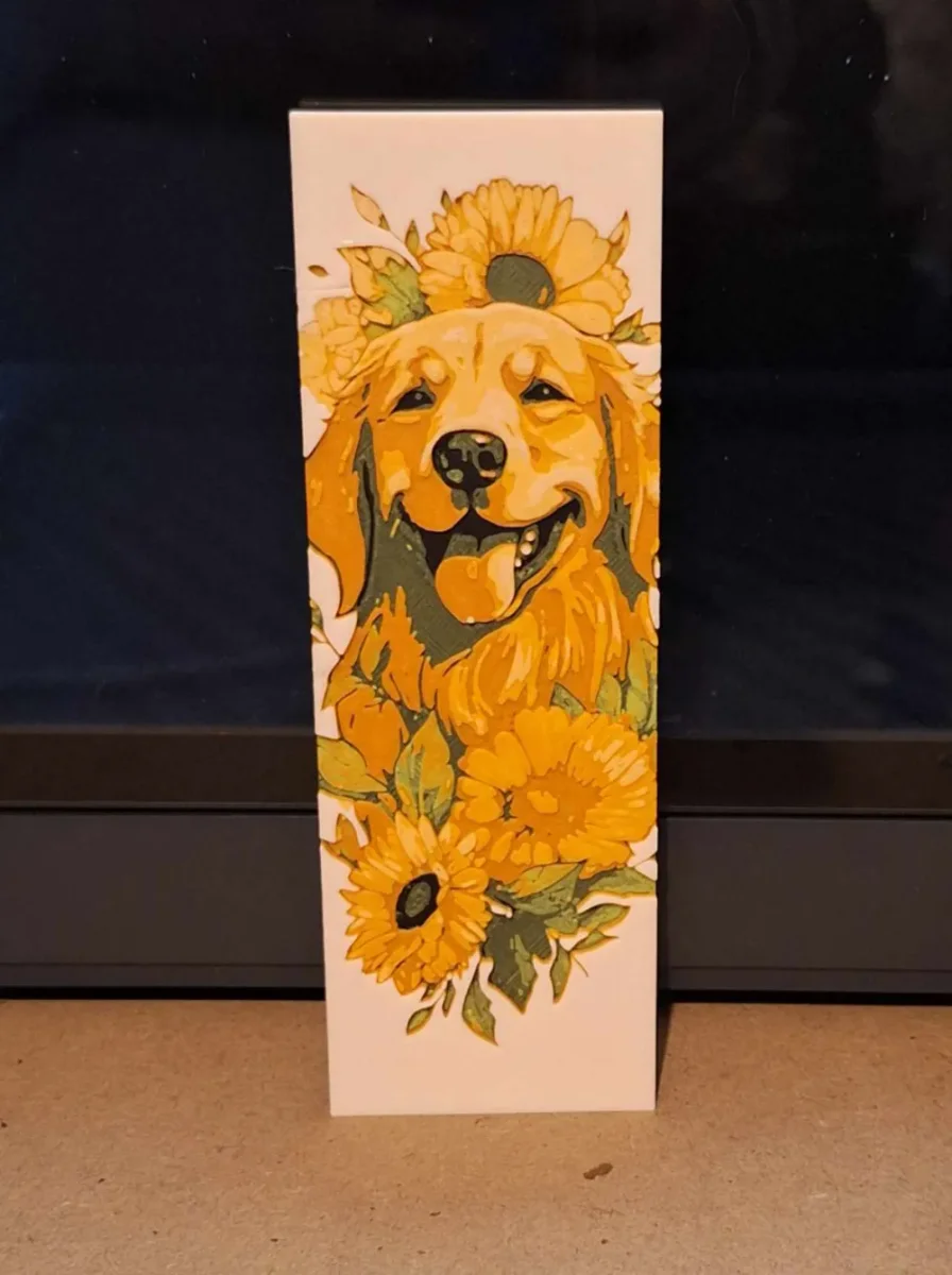 labrador & sunflower bookmark - hueforge by 3dGlow HueForge model: labrador & sunflower bookmark - hueforge by 3dGlow