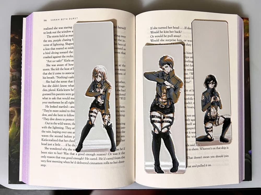 Attack on Titan Poses - Bookmark Set by 3djd HueForge model: Attack on Titan Poses - Bookmark Set by 3djd