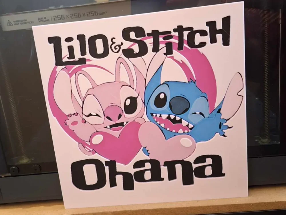 Lilo and stitch Hueforge 20cm x 20cm - 4 colours by 3dGlow HueForge model: Lilo and stitch Hueforge 20cm x 20cm - 4 colours by 3dGlow