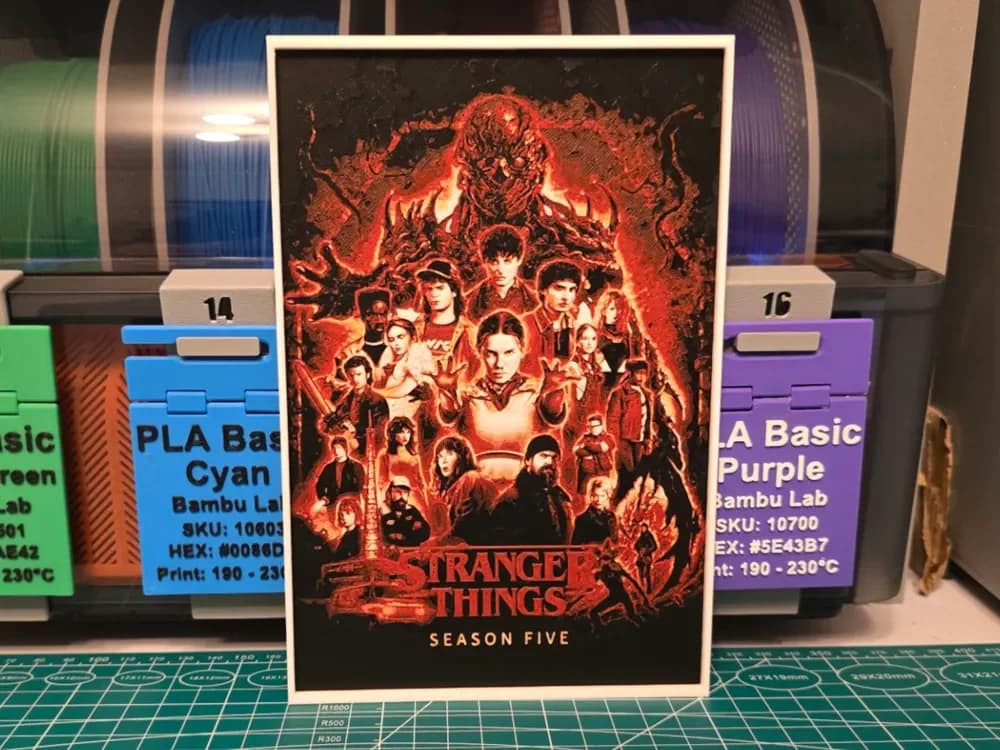Stranger Things Season 5 Poster - Hueforge Art by Lumpy3D HueForge model: Stranger Things Season 5 Poster - Hueforge Art by Lumpy3D