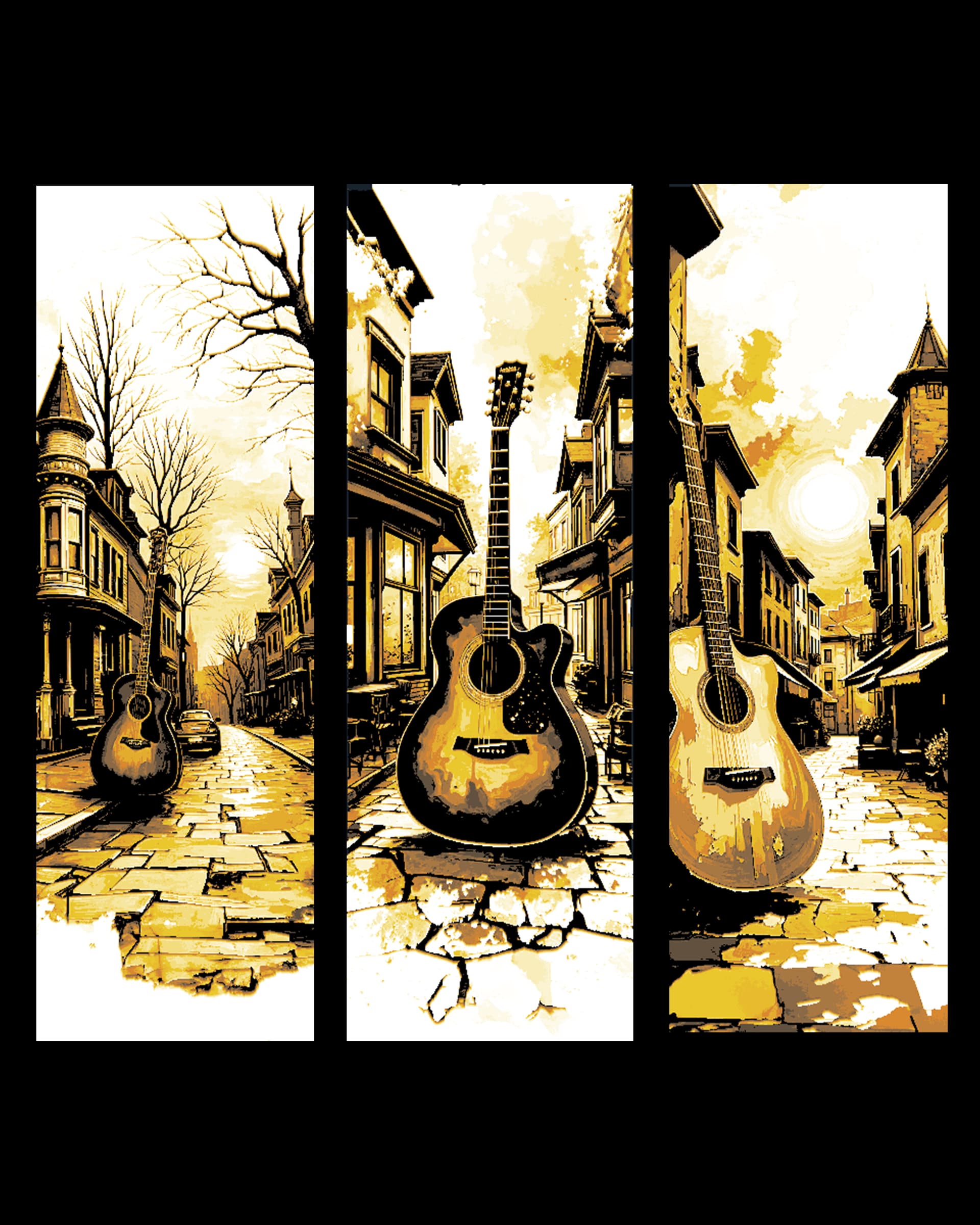 The sounds of a guitar ring through the streets - Set of 3 Bookmarks The sounds of a guitar ring through the streets - Set of 3 Bookmarks