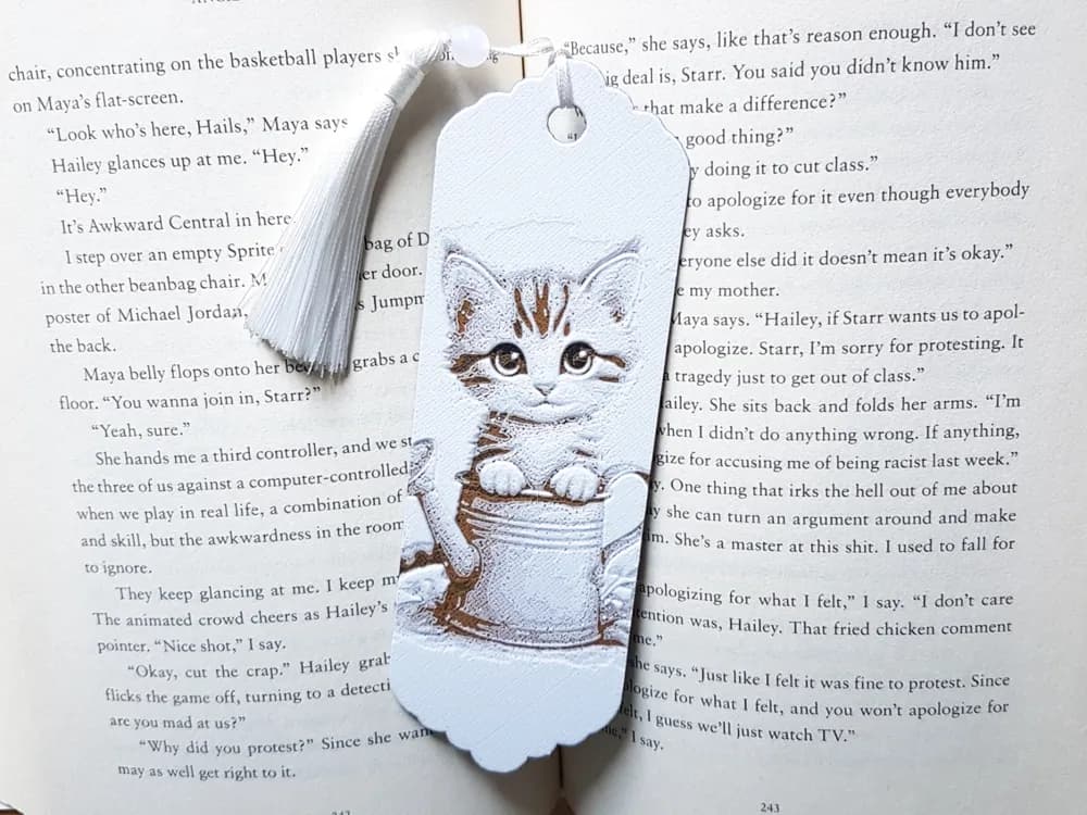 Bookmark, Watering Can Kitten by Dame Jo HueForge model: Bookmark, Watering Can Kitten by Dame Jo