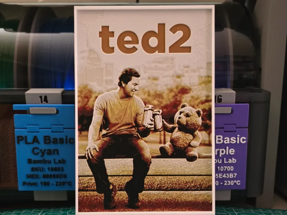 Ted 2 Movie Poster - Hueforge Art by Lumpy3D HueForge model: Ted 2 Movie Poster - Hueforge Art by Lumpy3D
