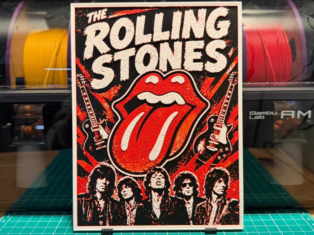 The Rolling Stones Poster by liv_3d HueForge model: The Rolling Stones Poster by liv_3d
