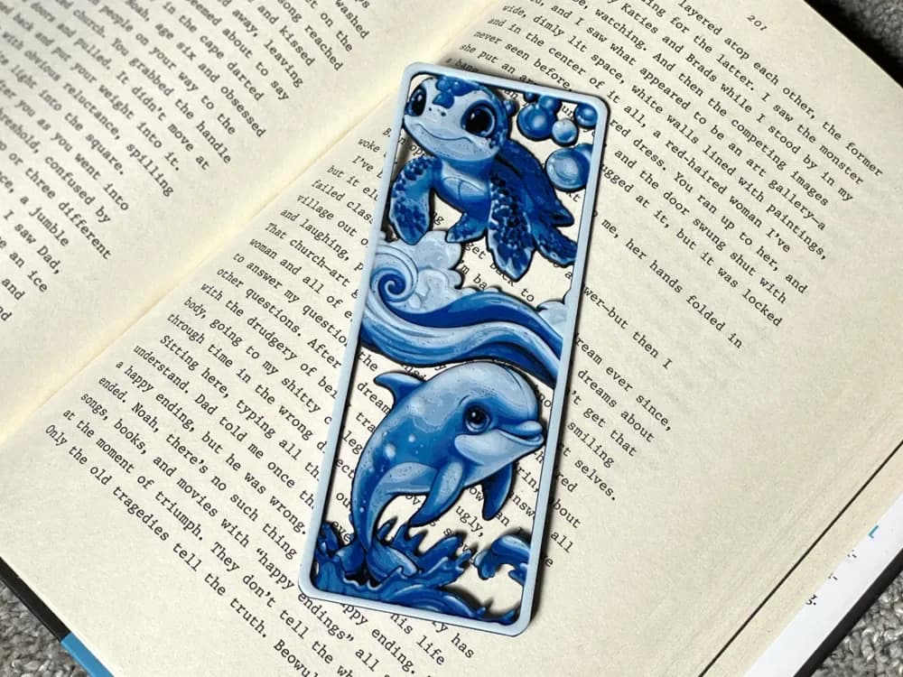 Dolphin & Sea Turtle Hueforge Bookmark Dolphin & Sea Turtle Hueforge Bookmark