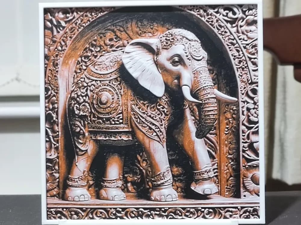 Wood Carving Elephant Light (1) - HueForge 3 Color by BoDad HueForge model: Wood Carving Elephant Light (1) - HueForge 3 Color by BoDad