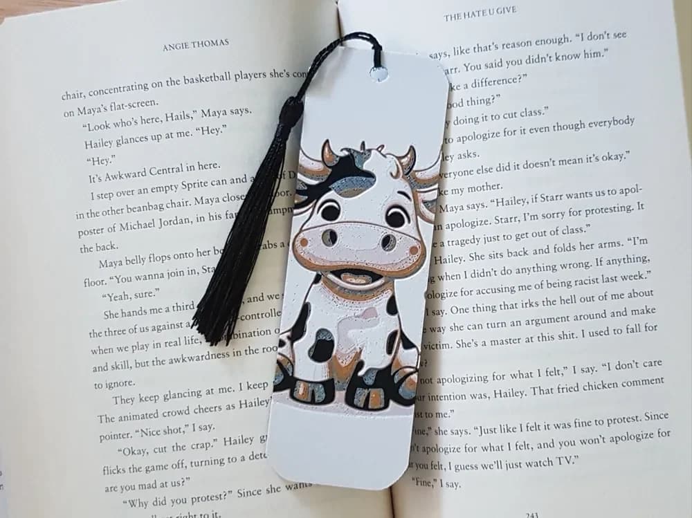 Cartoon Cow bookmark, Hueforge by Dame Jo HueForge model: Cartoon Cow bookmark, Hueforge by Dame Jo