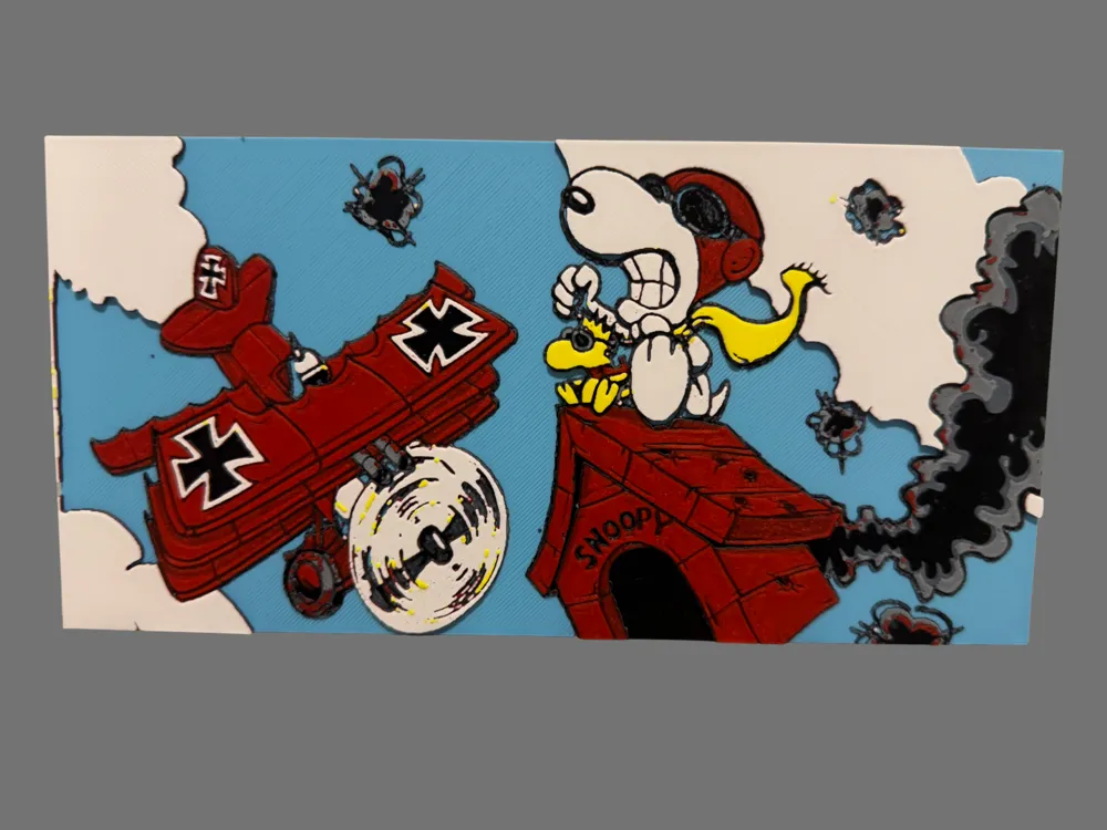 Snoopy vs the Red Baron by Canadian Gamer HueForge model: Snoopy vs the Red Baron by Canadian Gamer