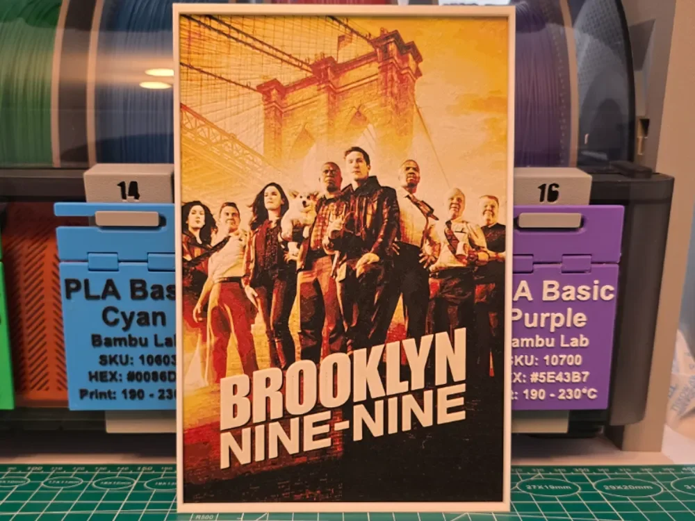 Brooklyn Nine-Nine Poster - Hueforge Art by Lumpy3D HueForge model: Brooklyn Nine-Nine Poster - Hueforge Art by Lumpy3D