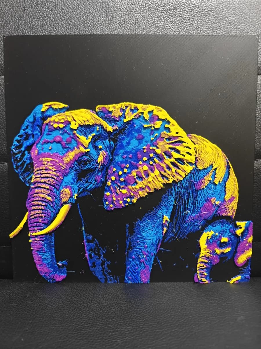 HueForge model: Elephant Pop Art by TheHueforgeLady
