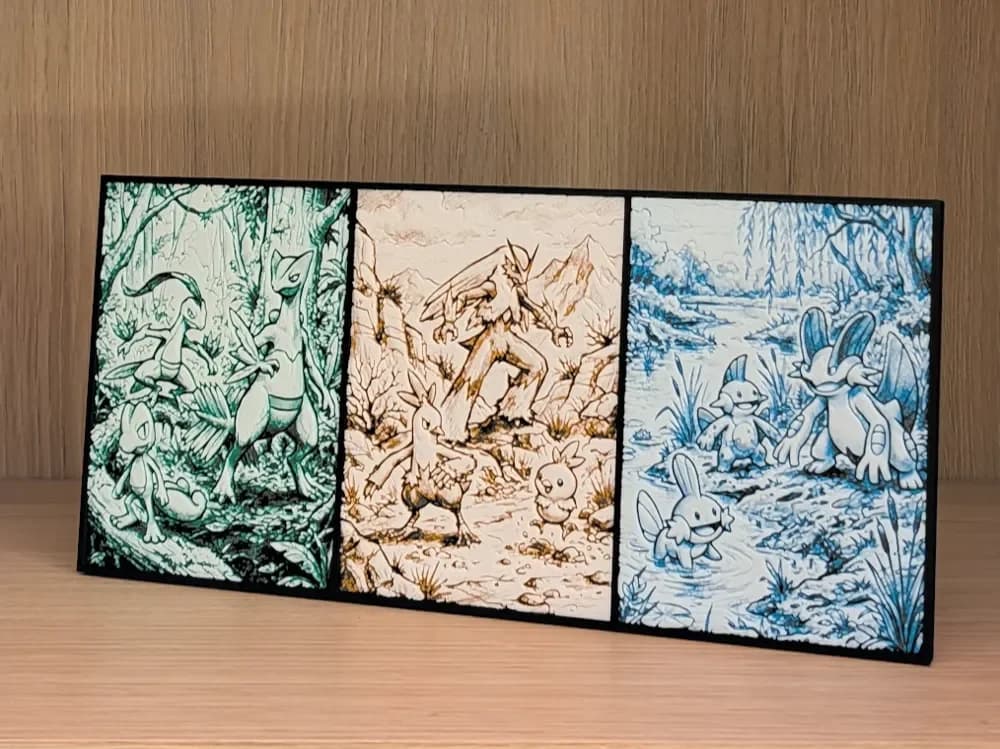 Hoenn Starter Evolutions Pokemon Hueforge & Frame by Nextopia HueForge model: Hoenn Starter Evolutions Pokemon Hueforge & Frame by Nextopia