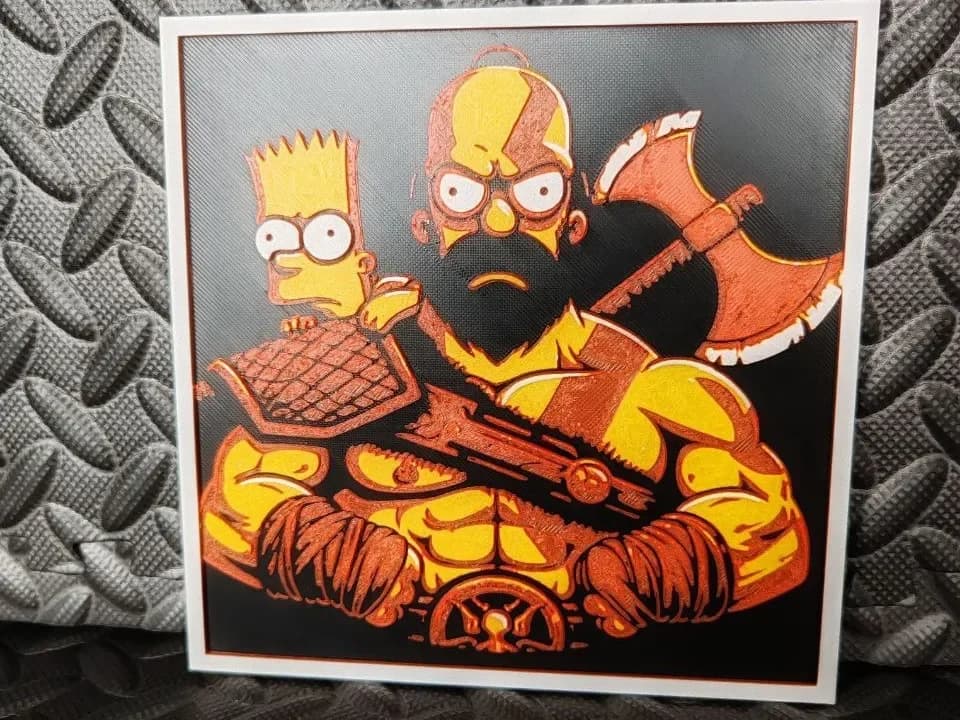 Homer Kratos hueforge 150x150 by KO Additive Labo HueForge model: Homer Kratos hueforge 150x150 by KO Additive Labo