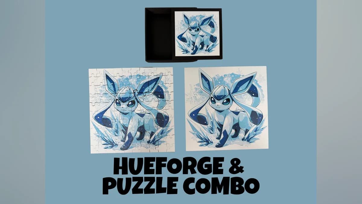 Glaceon - Pokemon Hueforge & Puzzle Combo by Canadian Gamer HueForge model: Glaceon - Pokemon Hueforge & Puzzle Combo by Canadian Gamer
