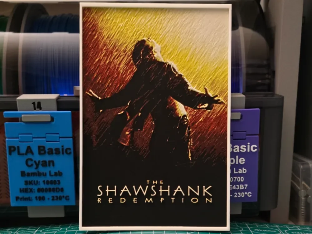 The Shawshank Redemption Poster - Hueforge Art by Lumpy3D HueForge model: The Shawshank Redemption Poster - Hueforge Art by Lumpy3D