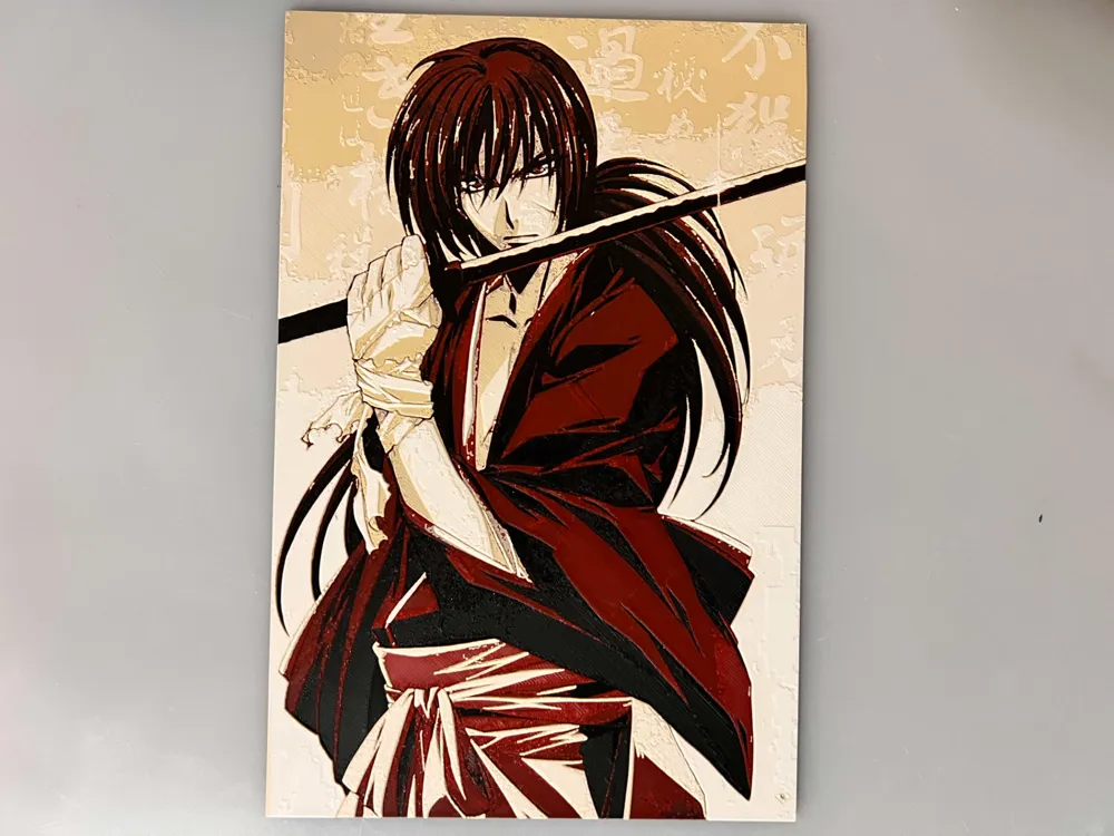 Himura "Rurouni Kenshin"/ Samurai X by 3djd HueForge model: Himura "Rurouni Kenshin"/ Samurai X by 3djd