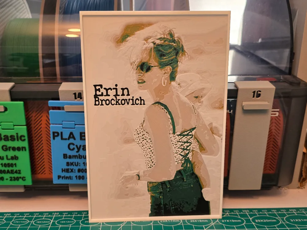 Erin Brockovich Movie Poster - Hueforge Art by Lumpy3D HueForge model: Erin Brockovich Movie Poster - Hueforge Art by Lumpy3D