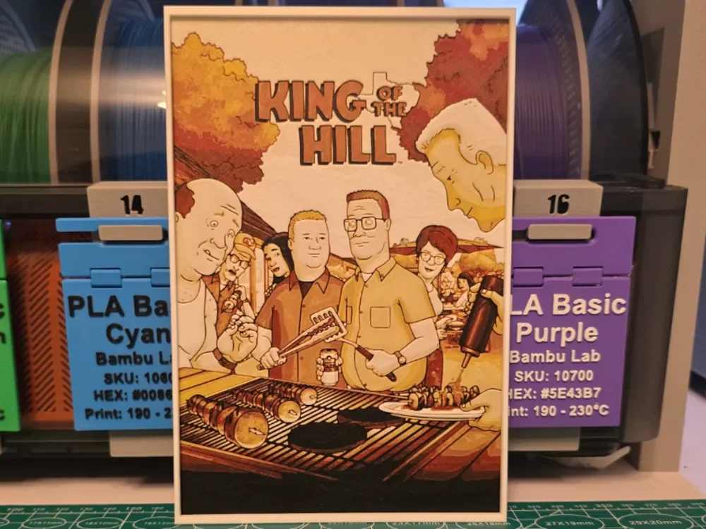 King of the Hill Poster V2 - Hueforge Art by Lumpy3D HueForge model: King of the Hill Poster V2 - Hueforge Art by Lumpy3D