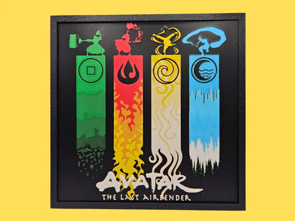 Avatar Elements Scrolls by BusyKikiBee HueForge model: Avatar Elements Scrolls by BusyKikiBee