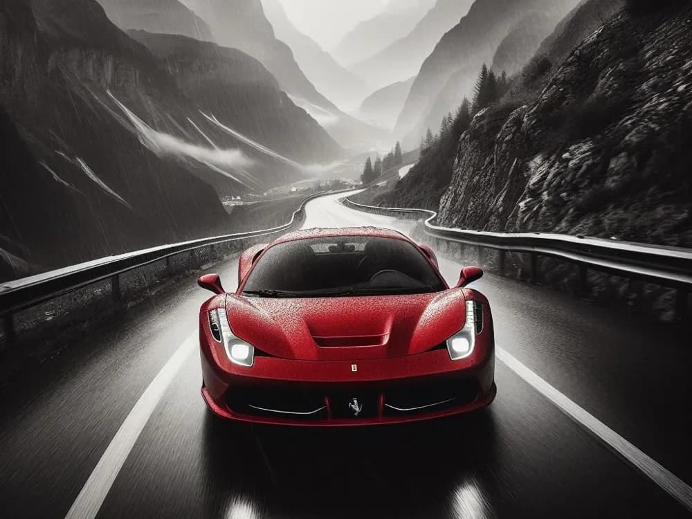Ferrari in Mountains - Hueforge