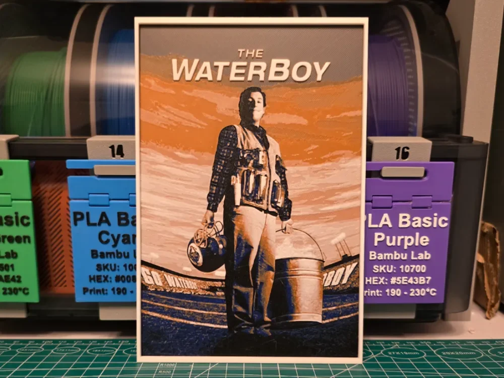 The Waterboy Movie Poster - Hueforge Art by Lumpy3D HueForge model: The Waterboy Movie Poster - Hueforge Art by Lumpy3D