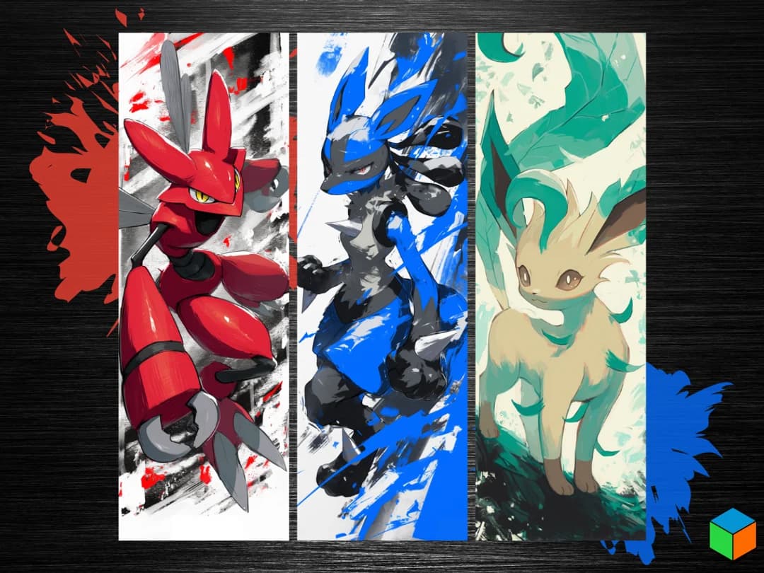 𧬠Patreon Exclusive β Scizor, Lucario & Leafeon Bookmark Set! ππ₯π₯ by 3D Prints By Vic HueForge model: 𧬠Patreon Exclusive β Scizor, Lucario & Leafeon Bookmark Set! ππ₯π₯ by 3D Prints By Vic
