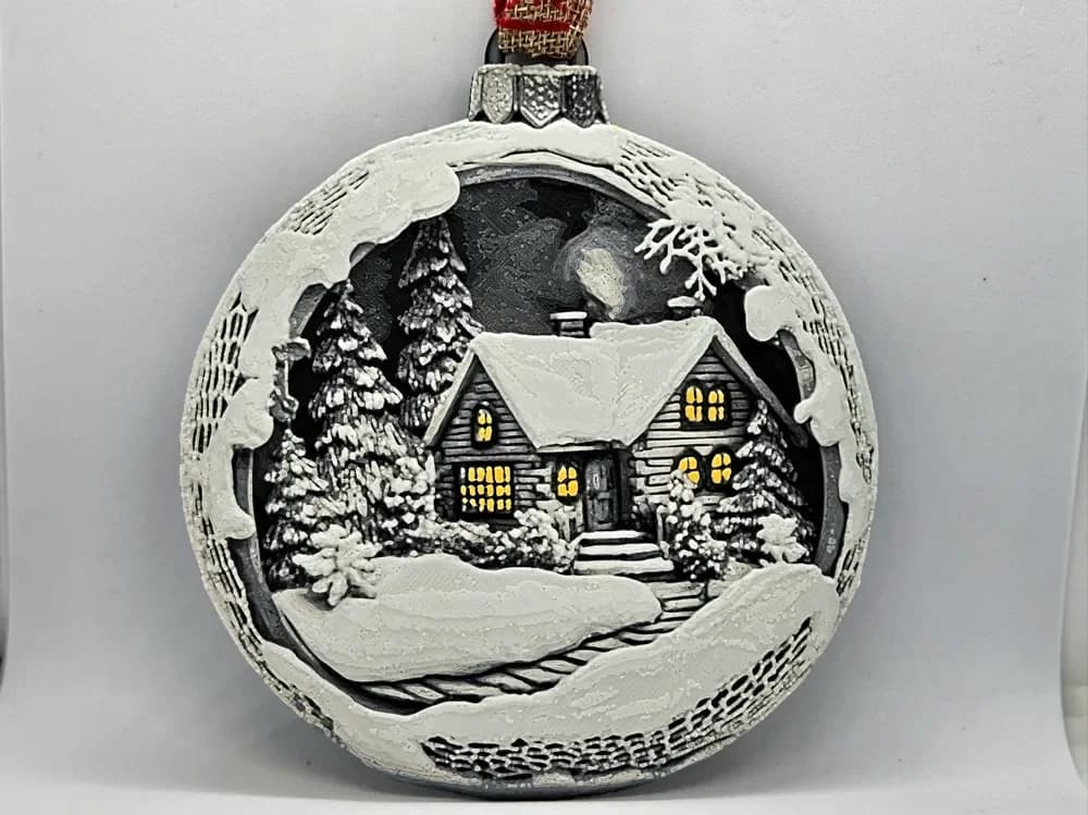 Winter Haven - Christmas Bauble Ornament by C3D HueForge model: Winter Haven - Christmas Bauble Ornament by C3D