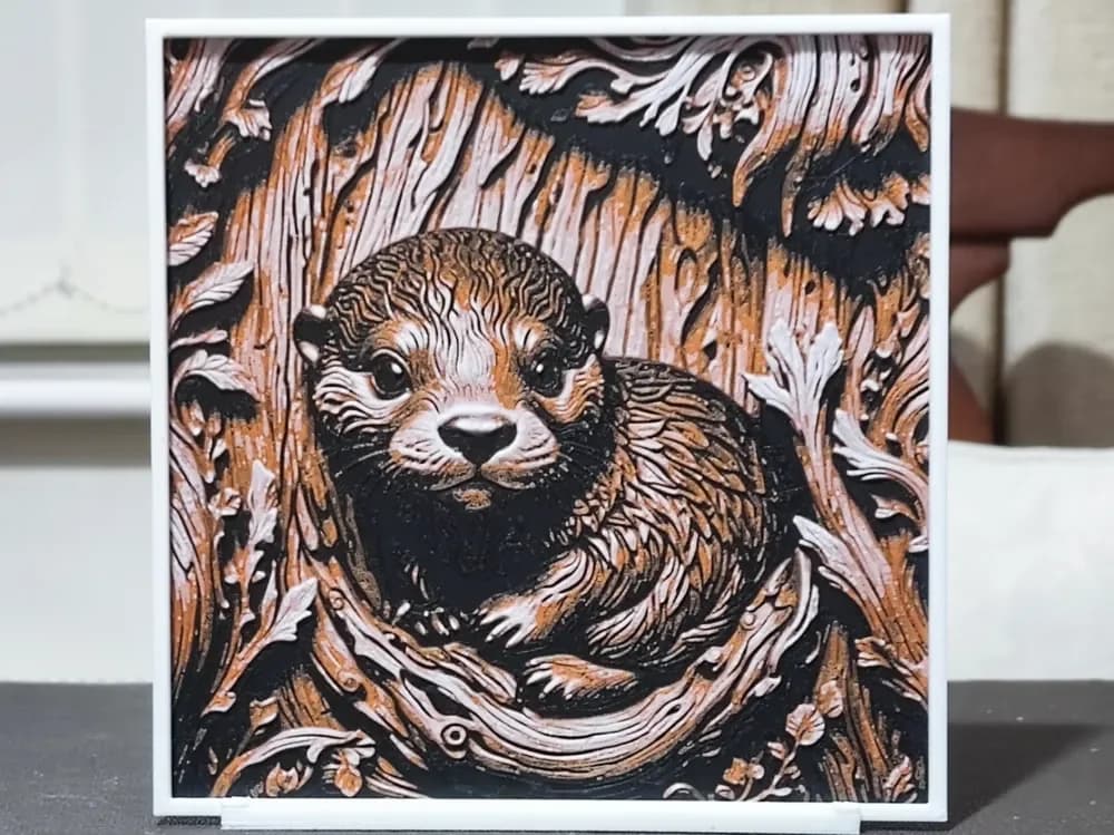 HueForge model: Wood Carving Baby Otter - HueForge 3 Color by BoDad